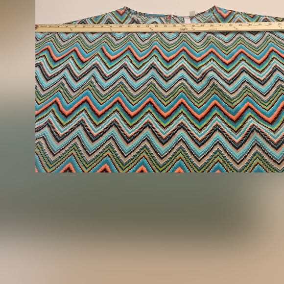 Alya -Women's Size S ,Blue and Orange Chevron Blouse with Relaxed Fit - Picture 3 of 8